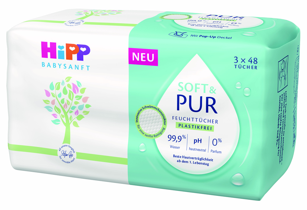 HiPP Babysanft Obrúsky čistiace vlhčené Soft & Pur 3 x 48 ks