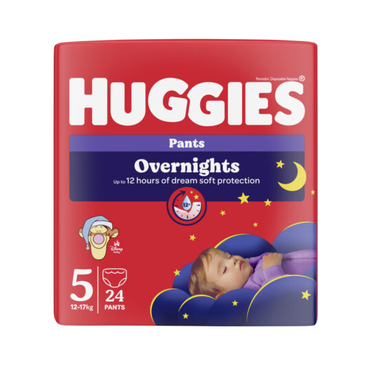 HUGGIES® Nohavičky plienkové nočné Overnights Pants vel. 5 (12-17 kg), 24 ks
