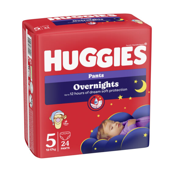 HUGGIES® Nohavičky plienkové nočné Overnights Pants vel. 5 (12-17 kg), 24 ks