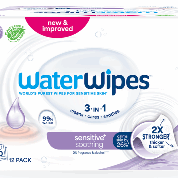 12x WATERWIPES Ubrúsky vlhčené Soothing clean bez obsahu plastov 60 ks ( 720 ks )