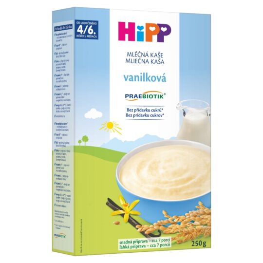 HiPP PRAEBIOTIK® Kaša mliečna pre dojčatá vanilková 250 g, 4/6m+
