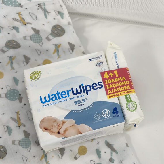 4x WATERWIPES Obrúsky vlhčené bez obsahu plastov 60 ks ( 240 ks ) + Hydrating clean obrúsky 60 ks ZA