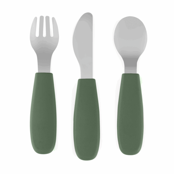 PETITE&MARS Sada príborov s nerezovej ocele Take&Match Misty Green 12m+