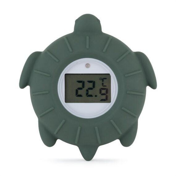 PETITE&MARS Teplomer silikónový digitálny do vody Turtle Terry Misty Green 0m+