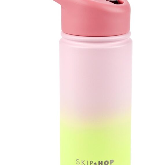 SKIP HOP Fľaša so slamkou nerezová Wander - ombré pink, 450ml