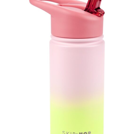 SKIP HOP Fľaša so slamkou nerezová Wander - ombré pink, 450ml