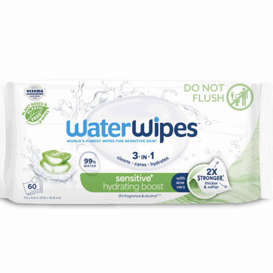 6x WATERWIPES Obrúsky vlhčené Hydrating clean bez obsahu plastov 60 ks ( 360 ks )