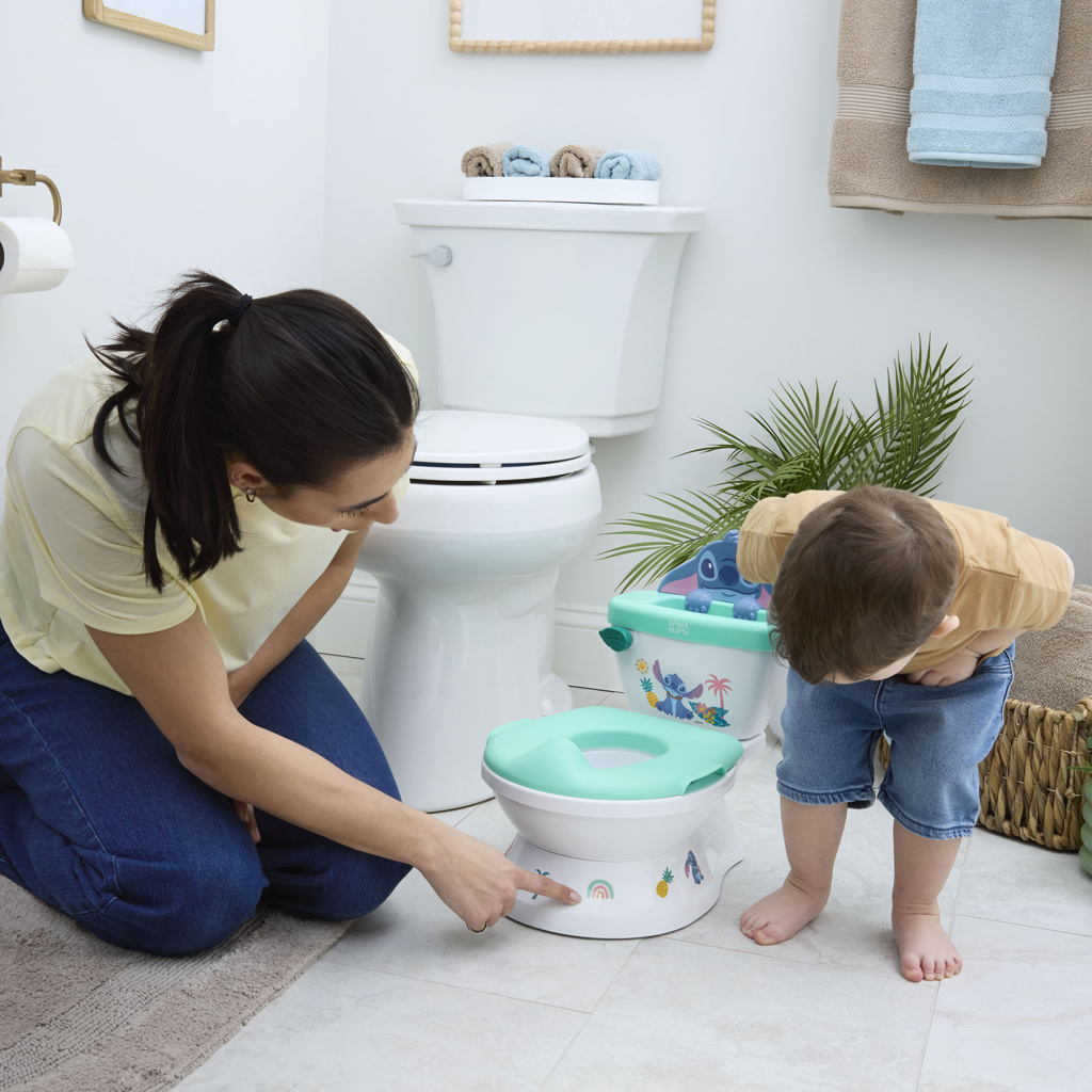 BRIGHT STARTS Toaleta detská so zvukom Stitch My Size Potty™ 18m+, do 23kg