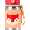 SKIP HOP Spark Style Fľaša so slamkou na vodu nerez Líška 12m+