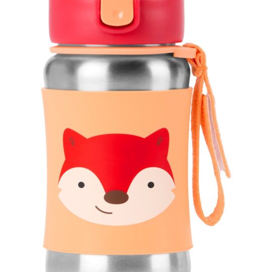 SKIP HOP Spark Style Fľaša so slamkou na vodu nerez Líška 12m+