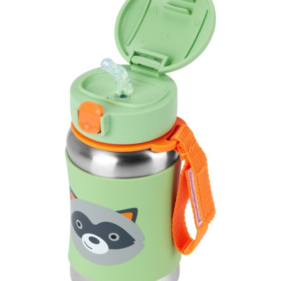 SKIP HOP Spark Style Fľaša so slamkou na vodu nerez Medvedík čistotný 12m+