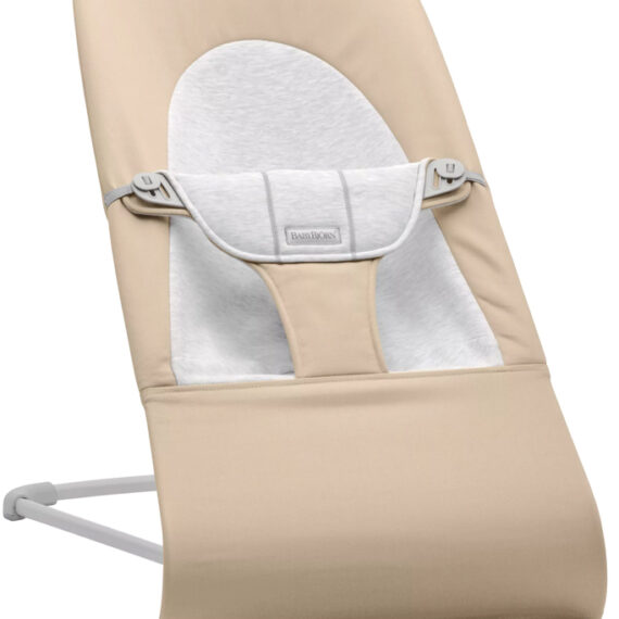 BABYBJÖRN Lehátko Balance Soft Woven Beige/ grey Jersey, svetlá konštrukcia