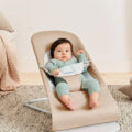 BABYBJÖRN Lehátko Balance Soft Woven Beige/ grey Jersey, svetlá konštrukcia