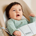 BABYBJÖRN Lehátko Balance Soft Woven Beige/ grey Jersey, svetlá konštrukcia