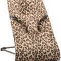 BABYBJÖRN Lehátko Bliss Beige Leopard print cotton, tmavá šedá konštrukcia