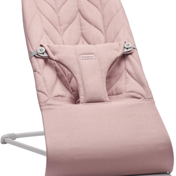 BABYBJÖRN Lehátko Bliss Dusty pink cotton Petal, svetlá šedá konštrukcia