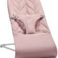 BABYBJÖRN Lehátko Bliss Dusty pink cotton Petal, svetlá šedá konštrukcia