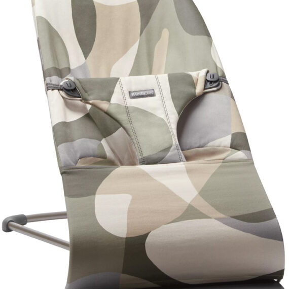 BABYBJÖRN Lehátko Bliss Print Khaki green cotton, tmavá šedá konštrukcia