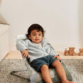 BABYBJÖRN Lehátko Bliss Print Khaki green cotton, tmavá šedá konštrukcia