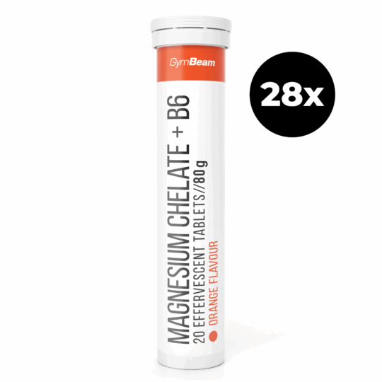 Magnézium chelát + B6 šumivý – GymBeam pomaranč 28 x 20 tab