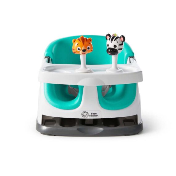 BABY EINSTEIN Podsedák na stoličku s 2 hračkami 2v1 Dine&Discover 6m+ do 23 kg