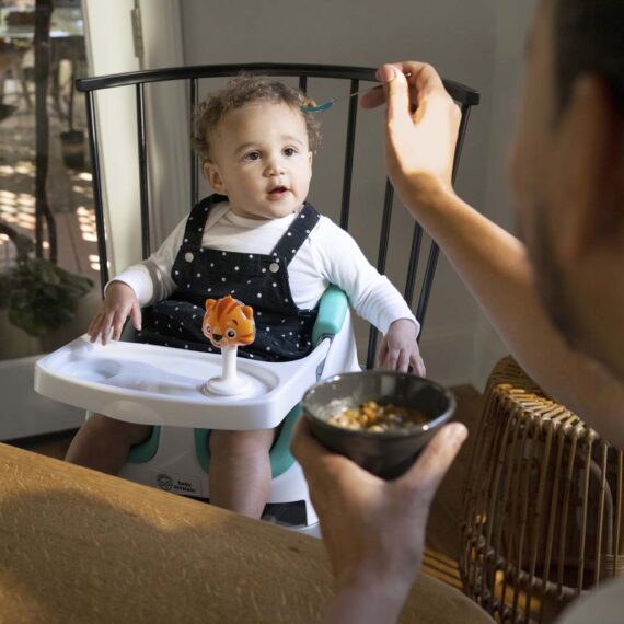 BABY EINSTEIN Podsedák na stoličku s 2 hračkami 2v1 Dine&Discover 6m+ do 23 kg