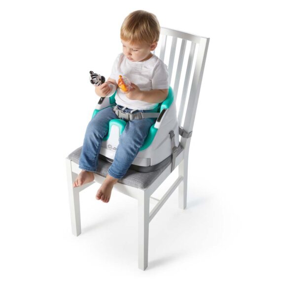 BABY EINSTEIN Podsedák na stoličku s 2 hračkami 2v1 Dine&Discover 6m+ do 23 kg