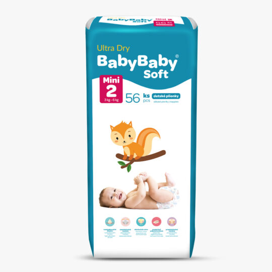 BABYBABY SOFT Plienky jednorazové Ultra-Dry Mini (3-6 kg) 56 ks