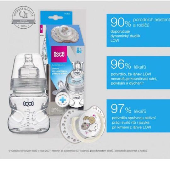 LOVI Dojčenská fľaša 150 ml 0% BPA super vent. + cumlík