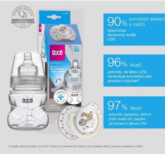 LOVI Dojčenská fľaša 150 ml 0% BPA super vent. + cumlík