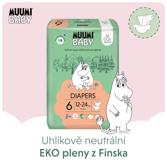 MUUMI Baby 6 Junior 12-24 kg (36 ks), eko plienky