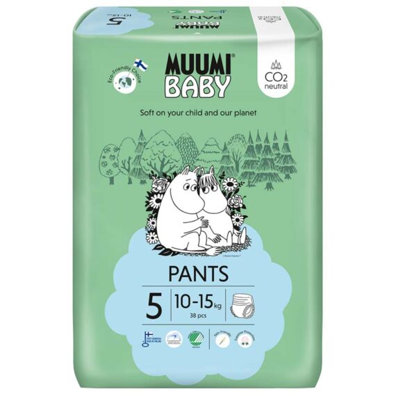 MUUMI Baby Pants 5 Maxi+ 10-15 kg (38 ks), nohavičkové eko plienky
