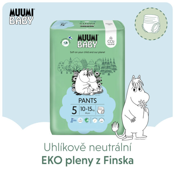 MUUMI Baby Pants 5 Maxi+ 10-15 kg (38 ks), nohavičkové eko plienky