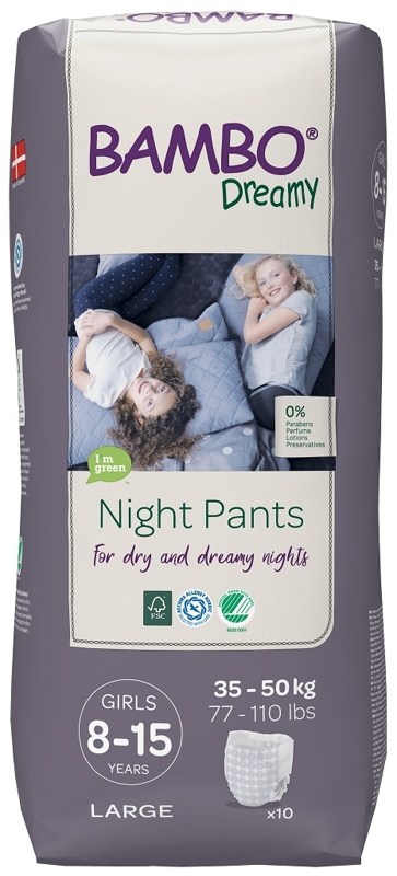 BAMBO Dreamy Night Pants Nohavičky plienkové jednorazové Girls 8-15 rokov (35-50 kg) 10 ks