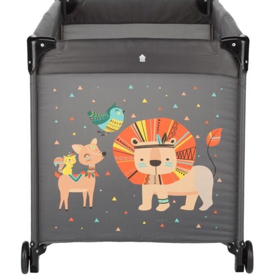 PETITE&MARS Postieľka cestovná Koot – Lion Grey + Prenosný projektor 3v1 Hooty 0m+