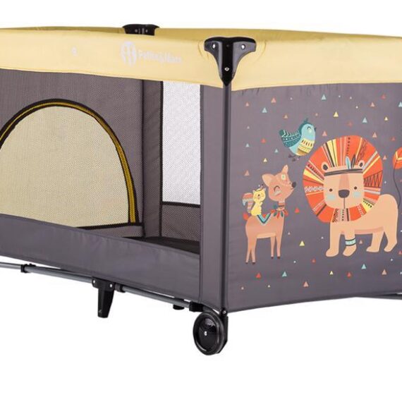 PETITE&MARS Postieľka cestovná Koot – Lion Yellow + Prenosný projektor 3v1 Hooty 0m+