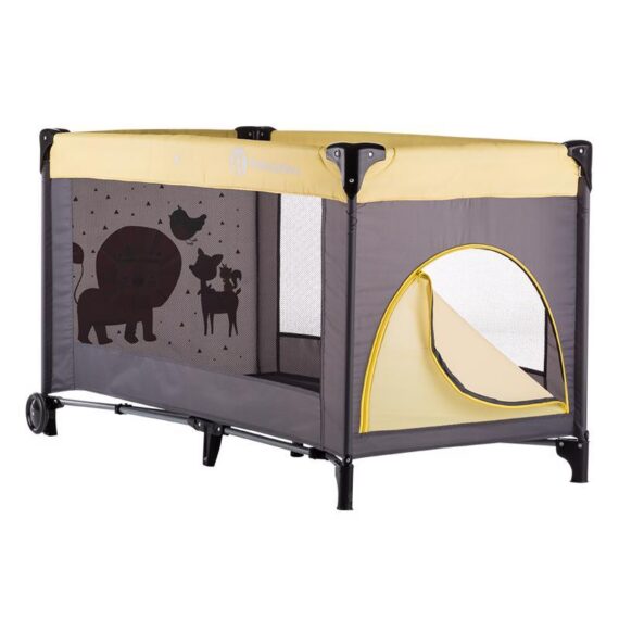 PETITE&MARS Postieľka cestovná Koot – Lion Yellow + Prenosný projektor 3v1 Hooty 0m+