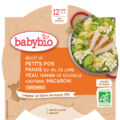 BABYBIO Hrášok s paštrnákom, teľacím mäsom a makaróny (230 g)