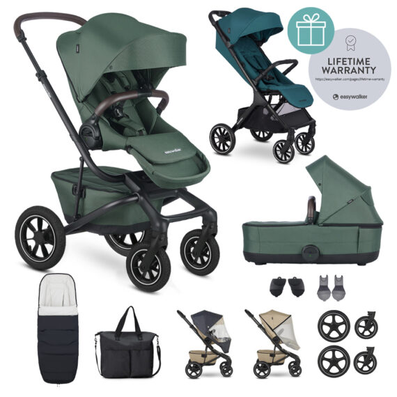 EASYWALKER Kočík kombinovaný Jimmey Pine Green XXL AIR + RWS + Jackey XL Teal Green