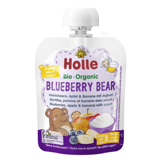 HOLLE BIO Blueberry bear – detské ovocné pyré s jogurtom 85 g