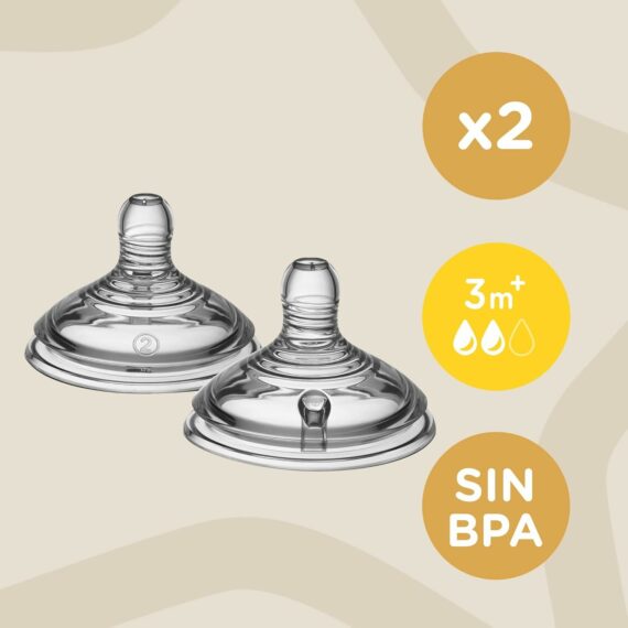 Tommee Tippee Cumlík na fľašu, ANTI-COLIC Stredný prietok 3m+, 2ks