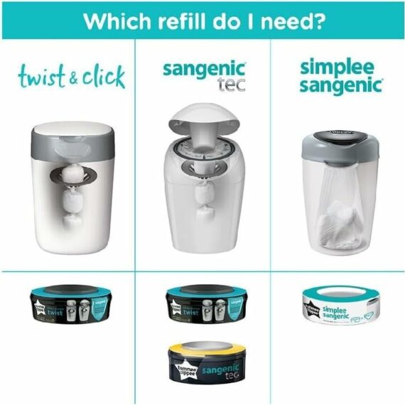 Tommee Tippee Twist & Click Koš na plienky+ 4 náplne/kazety