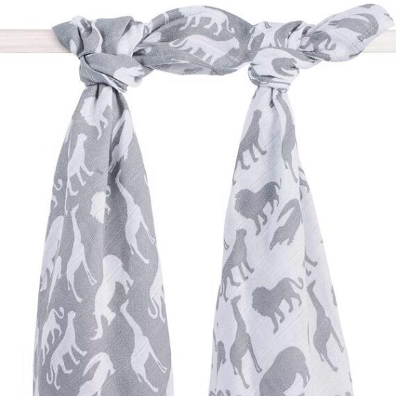 JOLLEIN Detské osušky 2 ks (115 x 115 cm) – Safari Stone grey