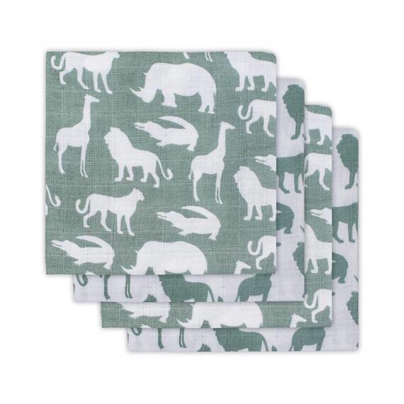 JOLLEIN Bavlnené plienky 4 ks (70x 70 cm) – Safari Forest green