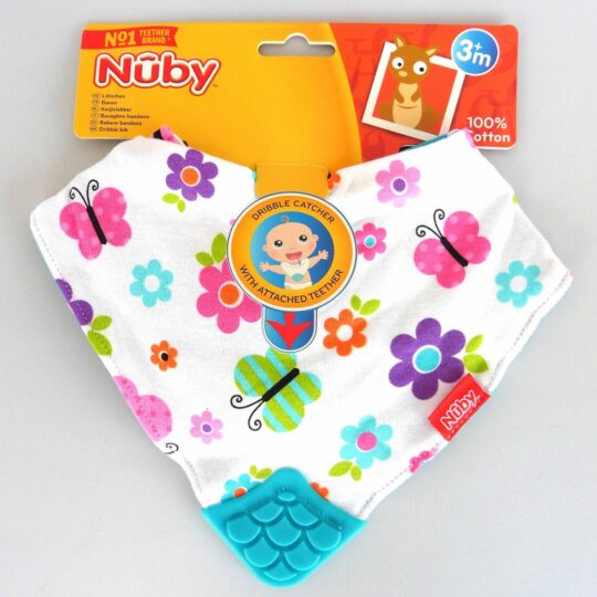 NUBY Slintáčik s hryzačkou 1 ks, červené sovičky, 3m+