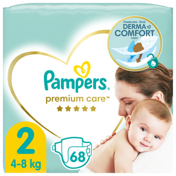 PAMPERS Balenie darčekové – Jednorázové plienky Premium Care 2 (4-8 kg), 136 ks + obrúsky ZDARMA