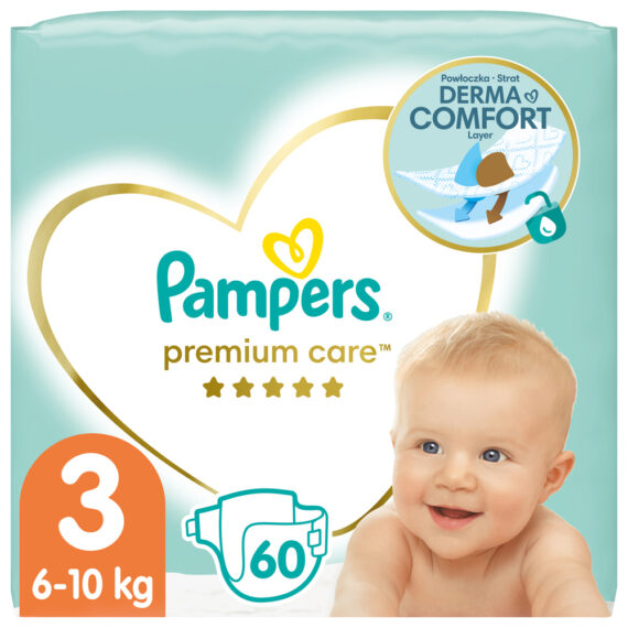 PAMPERS Balenie darčekové – Jednorázové plienky Premium Care 3 (6-10 kg), 120 ks + obrúsky ZDARMA