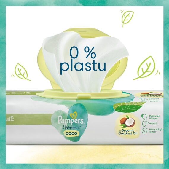 PAMPERS Obrúsky vlhčené Harmonie Coconut Plastic Free 18×44 ks