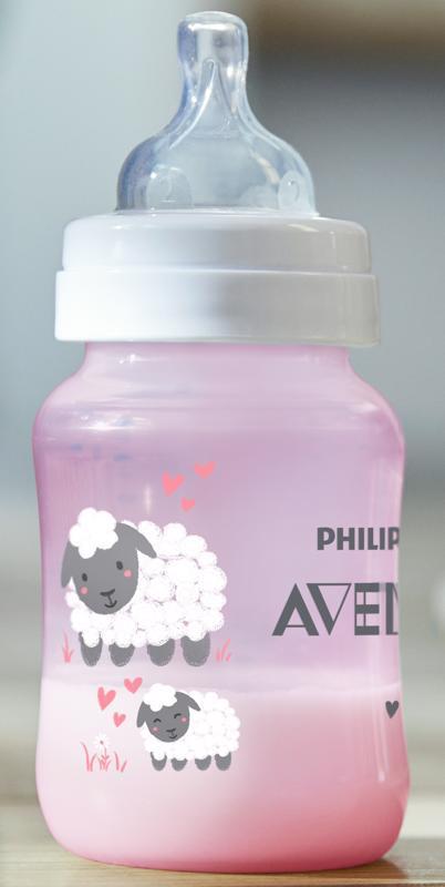 Philips AVENT Fľaša 260 ml Antikolik ružová ovečka