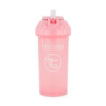 TWISTSHAKE Fľaša netečúca so slamkou 360 ml pastelovo ružová 6m+